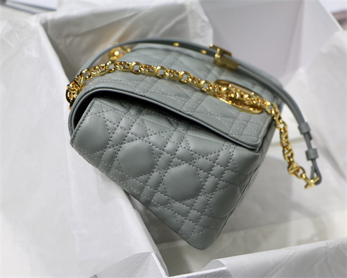 cd medium di.or caro bag S*pple cannage calfskin gold tone metal stone grey