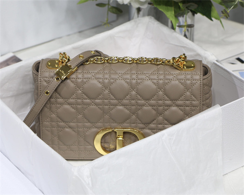 cd medium di.or caro bag S*pple cannage calfskin gold tone metal taupe