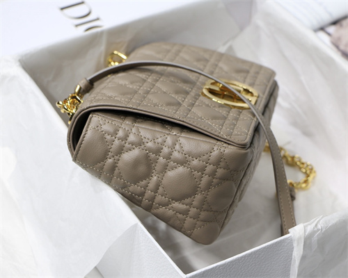 cd medium di.or caro bag S*pple cannage calfskin gold tone metal taupe