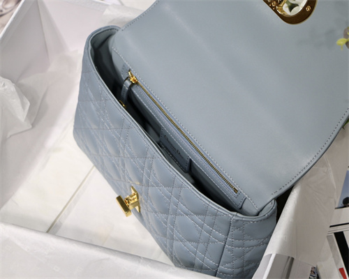 cd medium di.or caro bag S*pple cannage calfskin gold tone metal blue