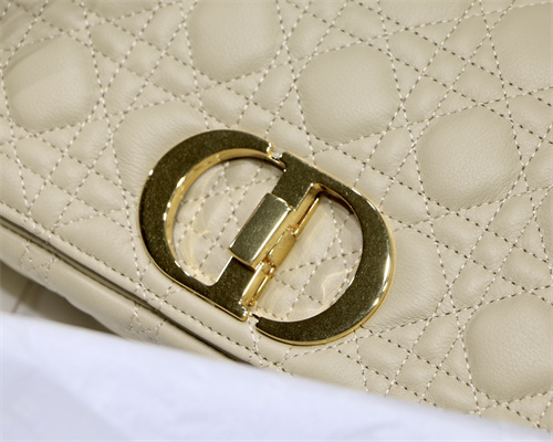 cd medium di.or caro bag S*pple cannage calfskin gold tone metal beige