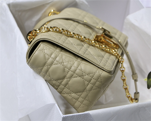 cd medium di.or caro bag S*pple cannage calfskin gold tone metal beige