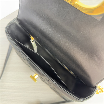 CD Small Di.or Caro Bag Quilted Macrocannage Calfskin Gold Tone Metal Black