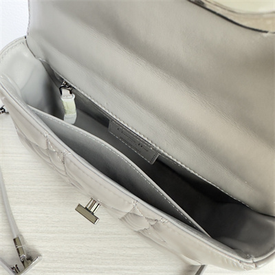 CD Small Di.or Caro Bag Quilted Macrocannage Calfskin Guncolor Tone Metal Grey