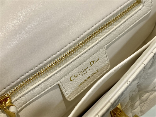 cd small di.or caro bag S*pple cannage calfskin gold tone metal white