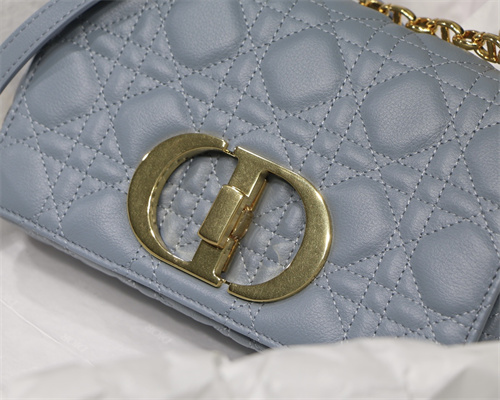 cd small di.or caro bag S*pple cannage calfskin gold tone metal blue