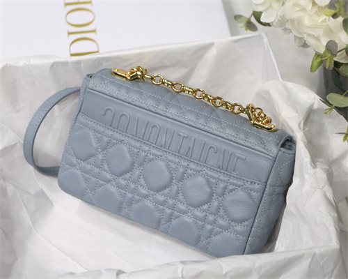 cd small di.or caro bag S*pple cannage calfskin gold tone metal blue