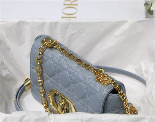cd small di.or caro bag S*pple cannage calfskin gold tone metal blue