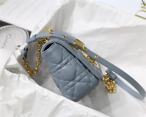 cd small di.or caro bag S*pple cannage calfskin gold tone metal blue