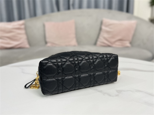 cd caro d-cosy mini bag S*pple cannage calfskin gold tone metal black