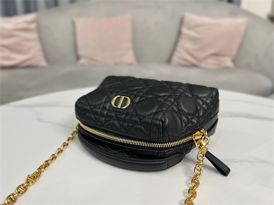 cd caro d-cosy mini bag S*pple cannage calfskin gold tone metal black