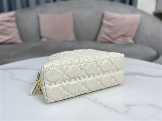 cd caro d-cosy mini bag S*pple cannage calfskin gold tone metal cream