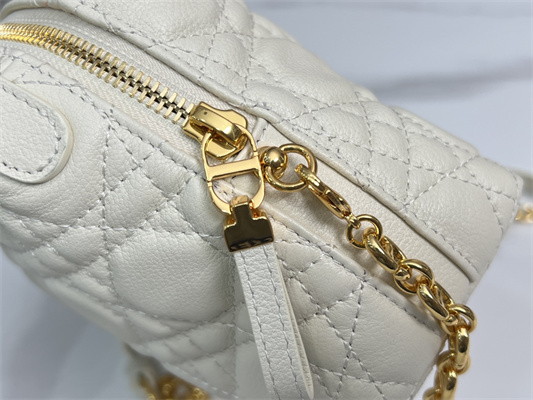 cd caro d-cosy mini bag S*pple cannage calfskin gold tone metal cream