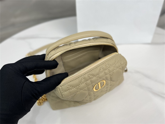 cd caro d-cosy mini bag S*pple cannage calfskin gold tone metal beige