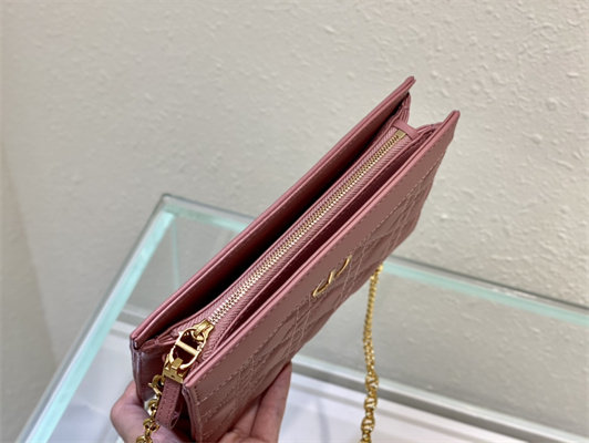 cd caro zipped pouch S*pple cannage calfskin gold tone metal pink