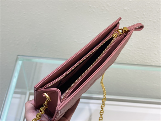 cd caro zipped pouch S*pple cannage calfskin gold tone metal pink