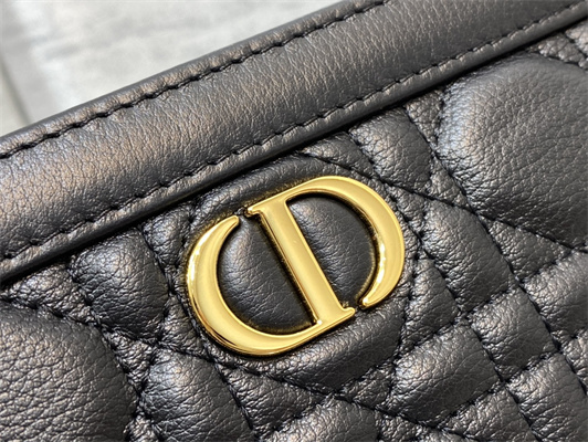 cd caro zipped pouch S*pple cannage calfskin gold tone metal black