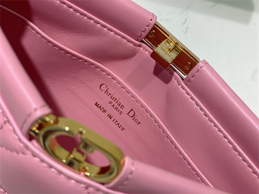 CD Caro Colle Noire Clutch with Chain Pink Cannage Lambskin Gold Tone Metal