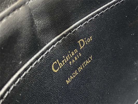 CD Caro Colle Noire Clutch with Chain Black Cannage Lambskin Gold Tone Metal