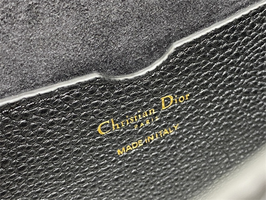 CD Large Di.or Bobby Bag Black Grained Calfskin With Blue Di.or Oblique Emb Shoulder Strap