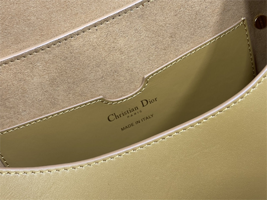 CD Large Di.or Bobby Bag Amber Box Calfskin With Blue Di.or Oblique Emb Shoulder Strap