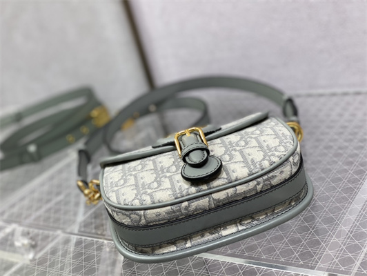 CD Small Di.or Bobby Bag Grey Oblique Jacquard