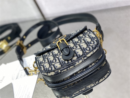 CD Small Di.or Bobby Bag Blue Oblique Jacquard