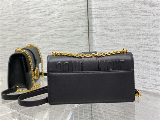 CD 30 Montaigne East-West Bag With Chain Black Calfskin