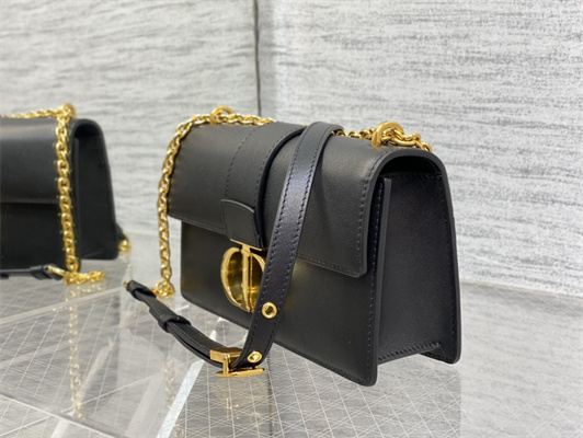 CD 30 Montaigne East-West Bag With Chain Black Calfskin