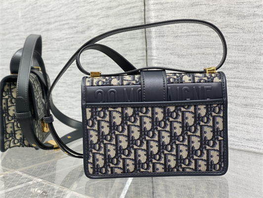 CD Small 30 Montaigne Bag Blue Oblique Jacquard