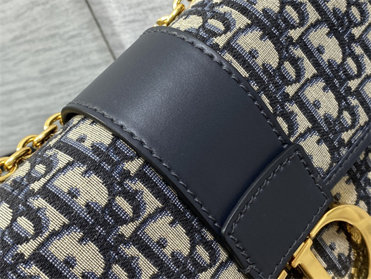 CD 30 Montaigne Chain Bag Blue Oblique Jacquard