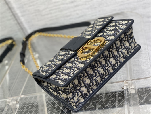 CD 30 Montaigne Chain Bag Blue Oblique Jacquard