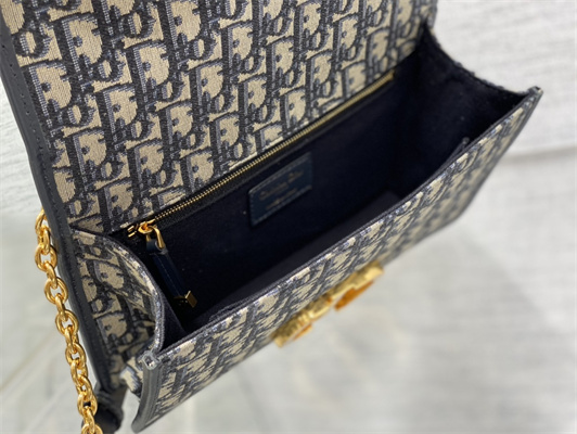 CD 30 Montaigne Chain Bag Blue Oblique Jacquard