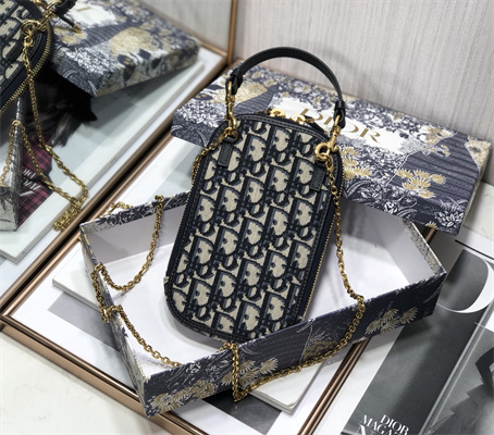 CD 30 Montaigne Phone holder Blue Oblique Jacquard