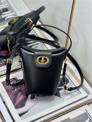 CD 30 Montaigne Amber Mini Bucket Bag Box Calfskin Black