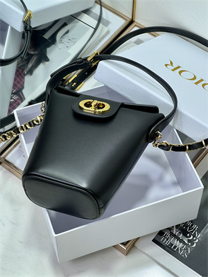 CD 30 Montaigne Amber Mini Bucket Bag Box Calfskin Black