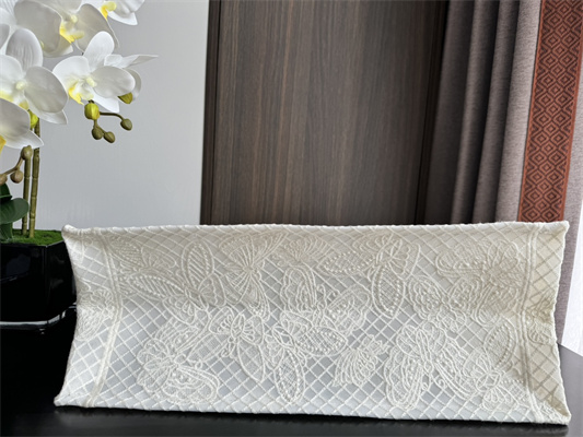 CD Large Book Tote White D-Lace Butterfly Embroidery With Macrame Effect