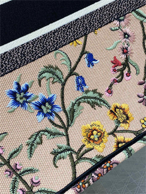 CD Large Book Tote Petites Fleurs Embroidery Nude Beige Multicolor