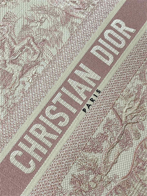 CD Large Book Tote Toile de Jouy Embroidery Ecru and Pink