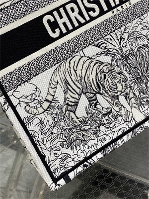 CD Large Book Tote Voyage Toile de Jouy Embroidery White and Black