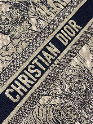 CD Large Book Tote Voyage Toile de Jouy Embroidery Beige and Black