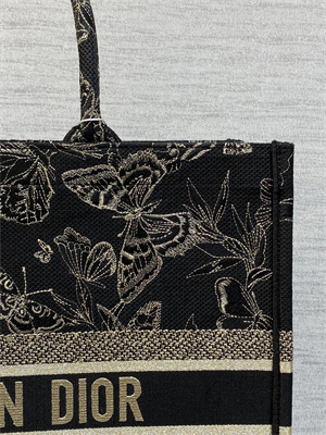 CD Large Book Tote Toile de Jouy Mexico Embroidery Black and Gold Tone