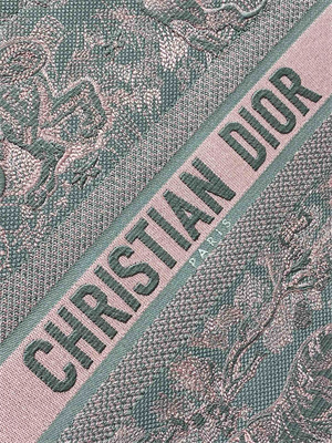 CD Large Book Tote Toile de Jouy Embroidery Grey and Pink