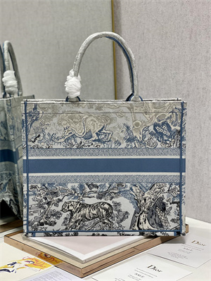 CD Large Book Tote Gradient Toile de Jouy Embroidery Blue