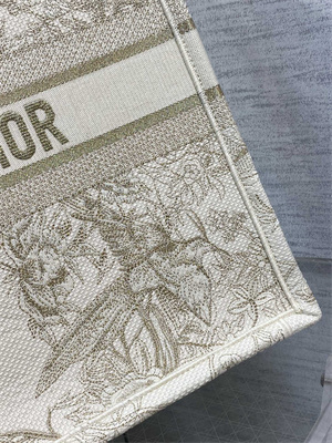 CD Large Book Tote Jardin d’Hiver Embroidery White And Gold Tone