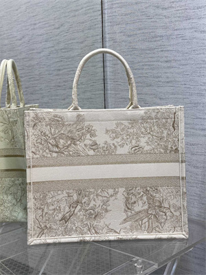 CD Large Book Tote Jardin d’Hiver Embroidery White And Gold Tone
