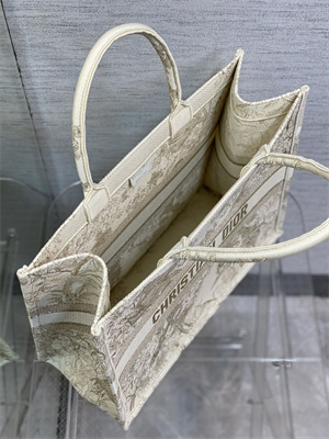 CD Large Book Tote Jardin d’Hiver Embroidery White And Gold Tone