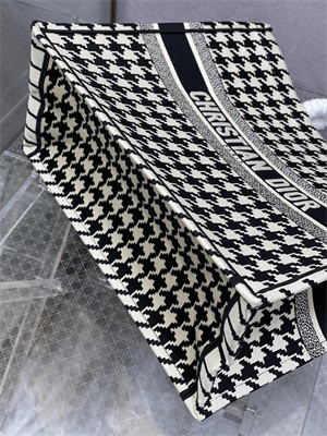 CD Large Book Tote Macro Houndstooth Embroidery Black and White