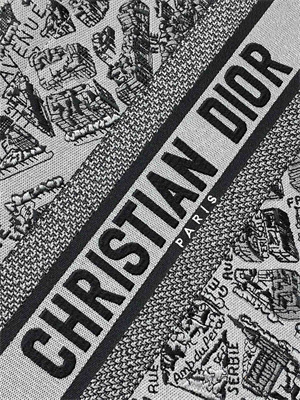 CD Medium Book Tote Grey and Black Plan de Paris Embroidery