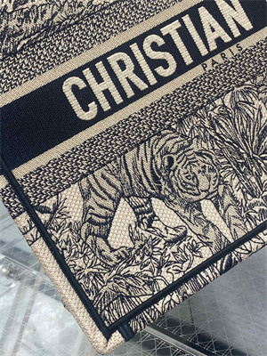 CD Medium Book Tote Voyage Toile de Jouy Embroidery Beige and Black